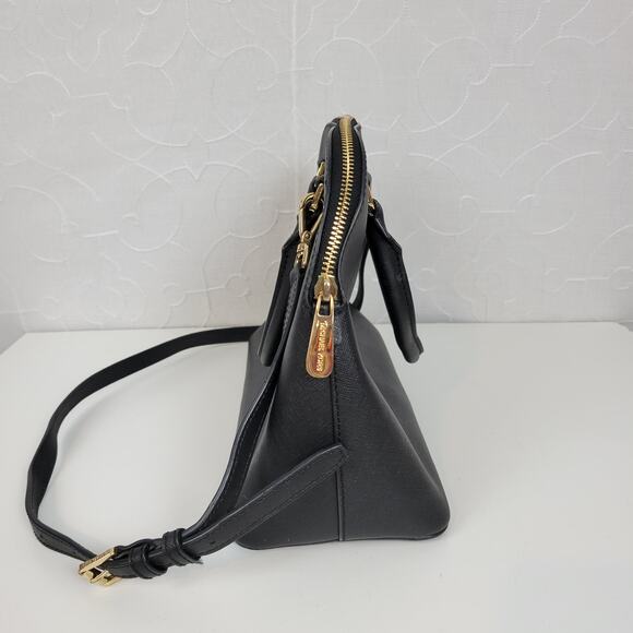 MICHAEL Michael Kors Women Bag Black Leather Cindy Dome Satchel Detachable Strap - Picture 9 of 14